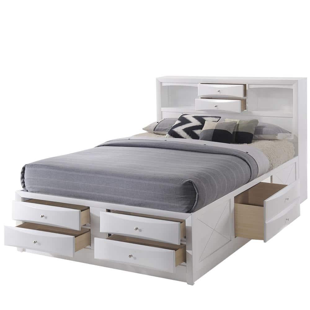 Acme Ireland Full Bed with Storage, White