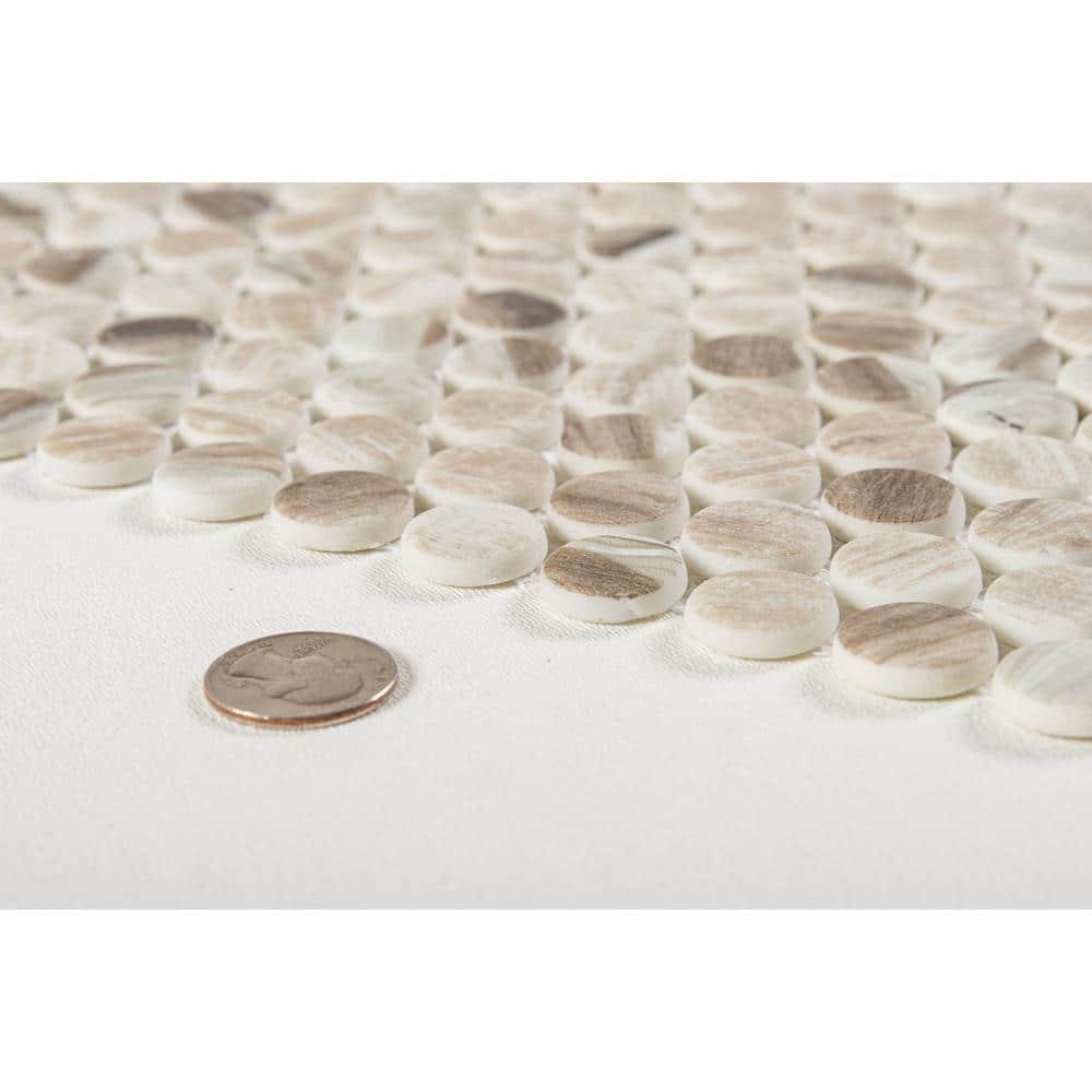 Dexo 1" Glass Penny Round Mosaic Kitchen Backsplash, Bathroom, Shower, Pool, Wall and Floor Tile