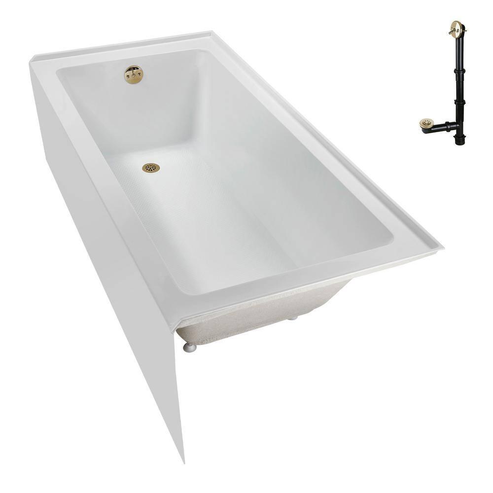 Streamline Bath Streamline 60 in. x 30 in. Acrylic Left-Hand Drain Alcove Bathtub in Glossy White With External Drain NAL-5320-PBR