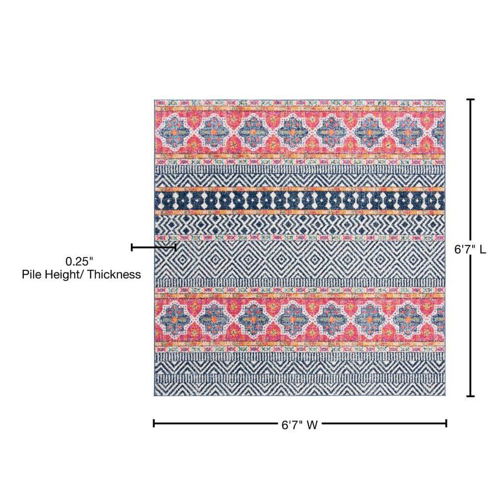 Madison MAD797 Power Loomed Indoor Area Rug - Navy/Ivory - 6'7"x6'7" - Safavieh.