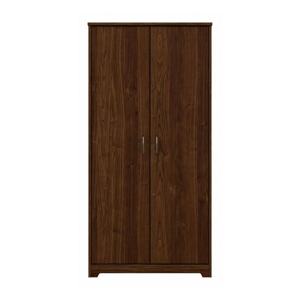 Modern Walnut Tall Office Storage Cabinet with Adjustable Shelving