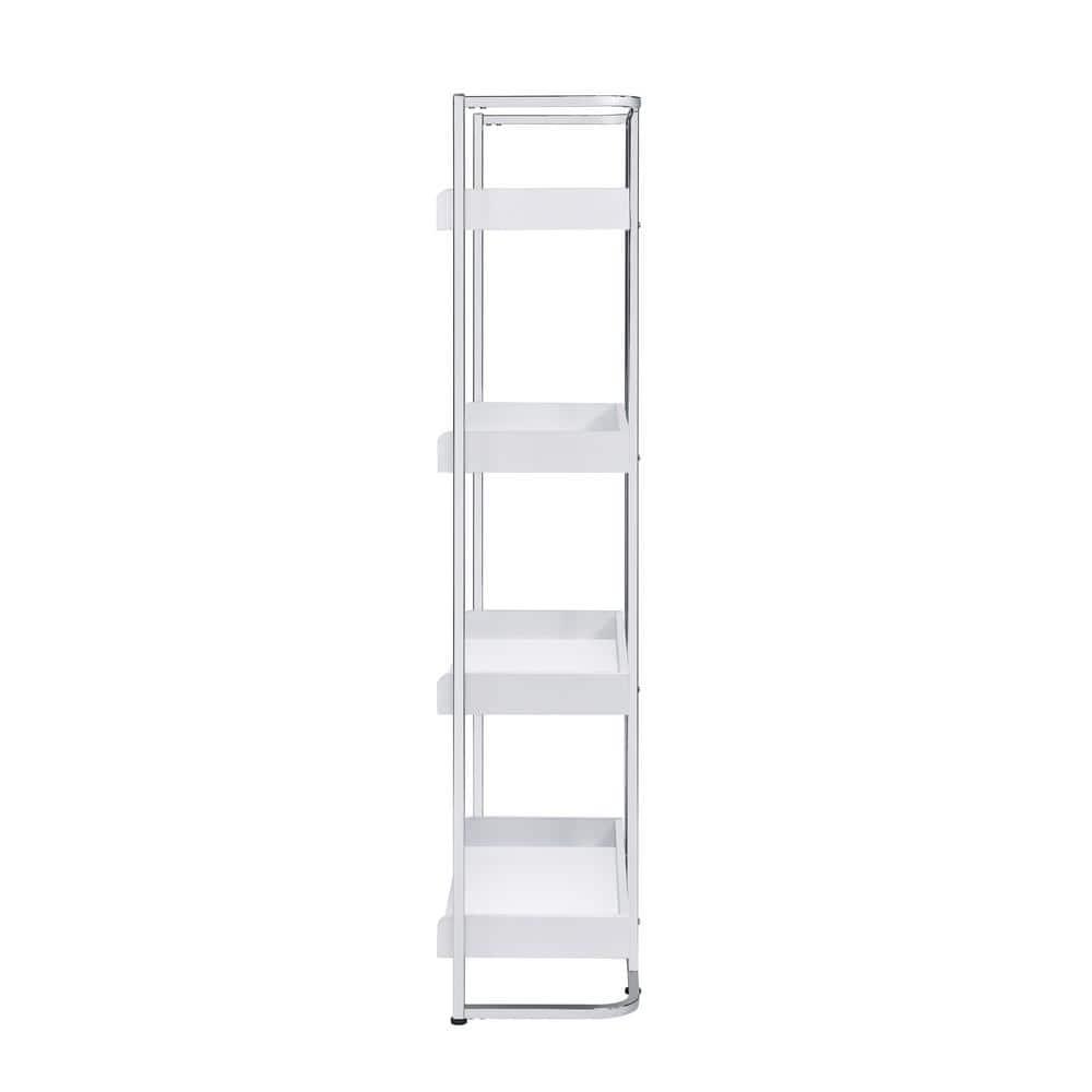 67.5" Ember 4 Shelf Bookcase White High Gloss - Coaster: Laminated, Modern Style, Includes Anti-Tip Hardware