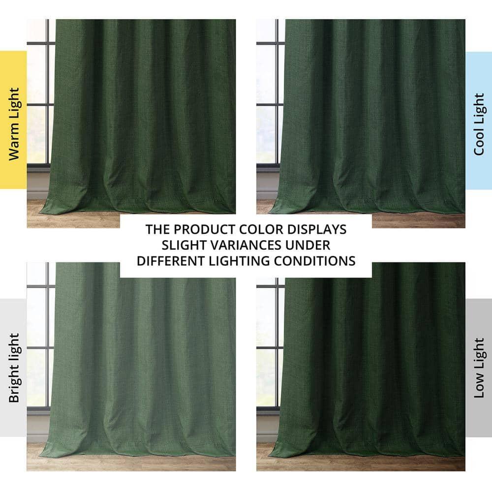 HPD Half Price Drapes Key Green Faux Linen Room Darkening Curtains for Bedroom & Living Room Curtains (1 Panel), Door & Window Curtains 84 inches long, Rod Pocket Curtains & Drapes, 50W X 84L