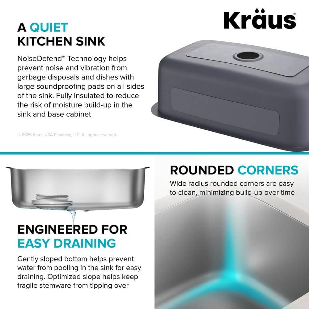 KRAUS Premier Undermount Single Bowl 18-Gauge Stainless Steel Kitchen Sink