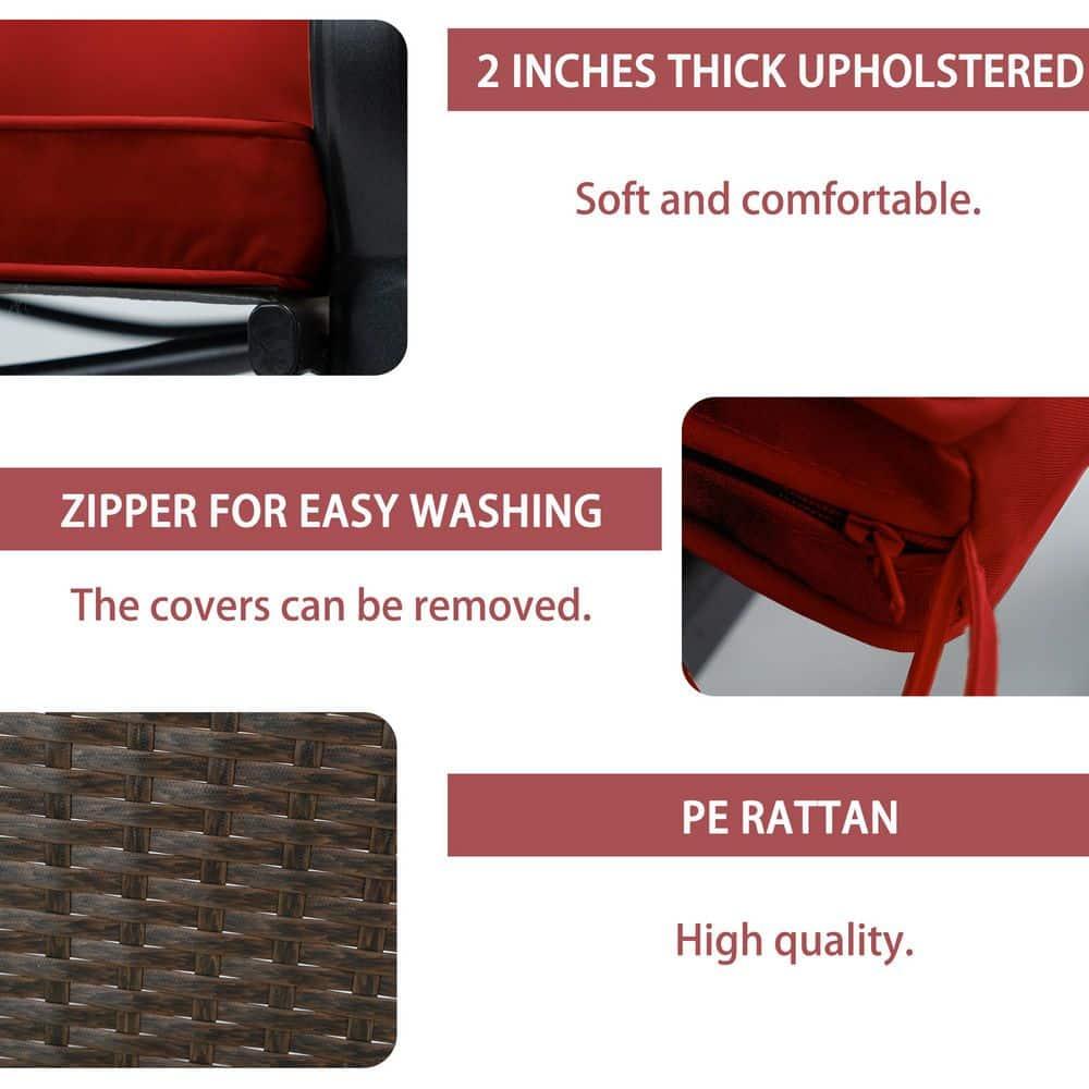 Mercury Row® Preciado 3 Piece Outdoor Patio Set With Cushions-Rocking Chair for Balcony, Lawn and Porch