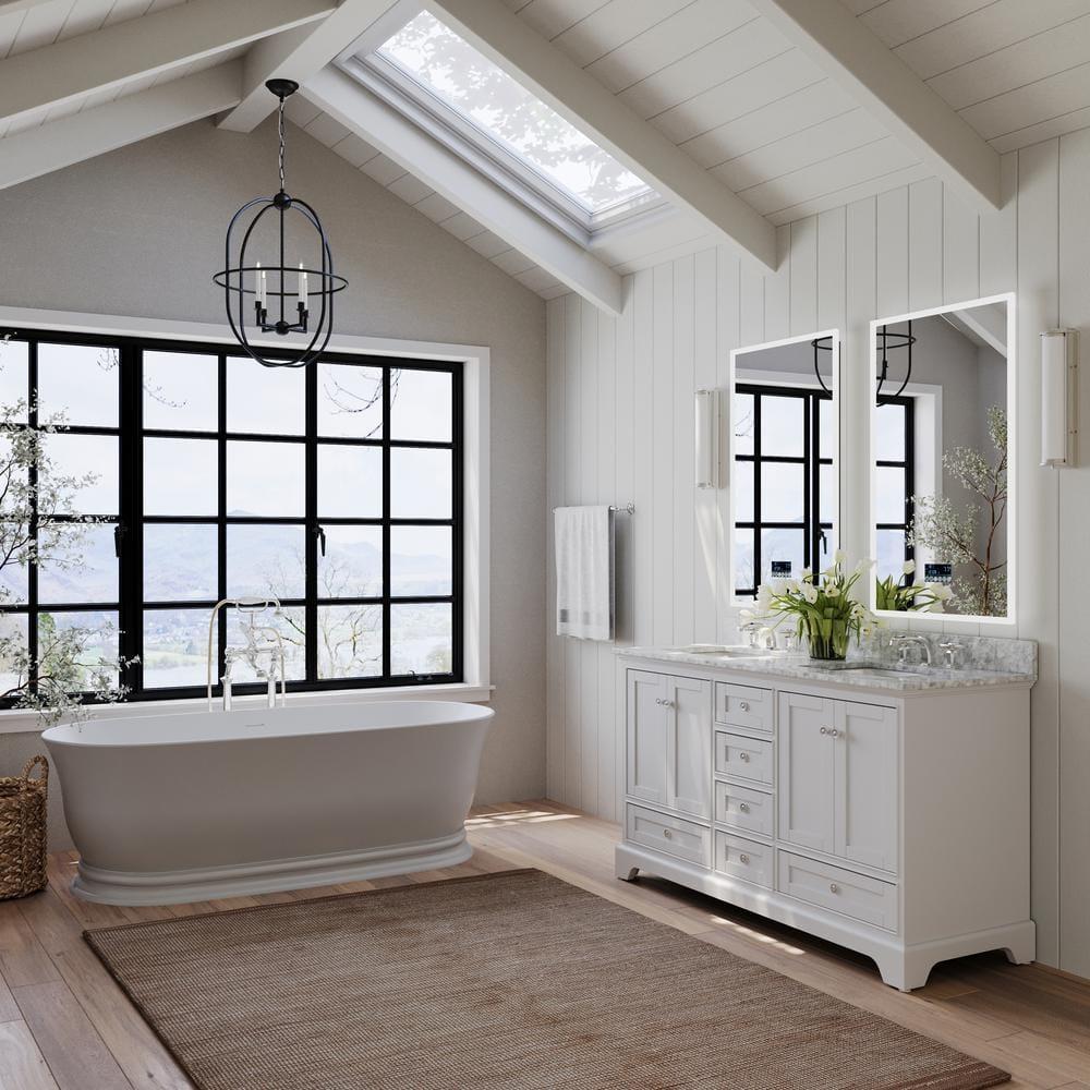 Ancerre Designs Audrey 60" Wood Bathroom Vanity Set in White