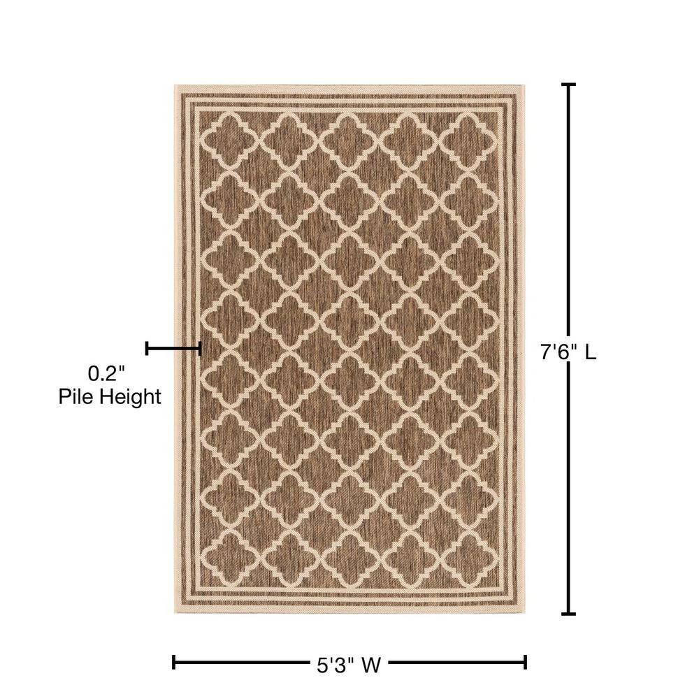 SAFAVIEH Beach House Nima Trellis Indoor/Outdoor Area Rug Beige/Cream, 5'3" x 7'6"