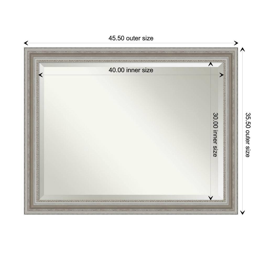 46" x 36" Parlor Framed Wall Mirror Silver - Amanti Art: Modern Beveled, No Assembly Required