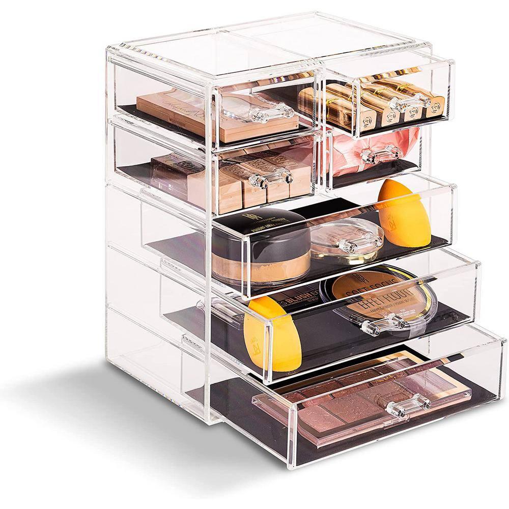 Sorbus Sorbus 7 Drawers Acrylic Makeup and Jewelry Cosmetics Organizer with Mesh Padding in Black