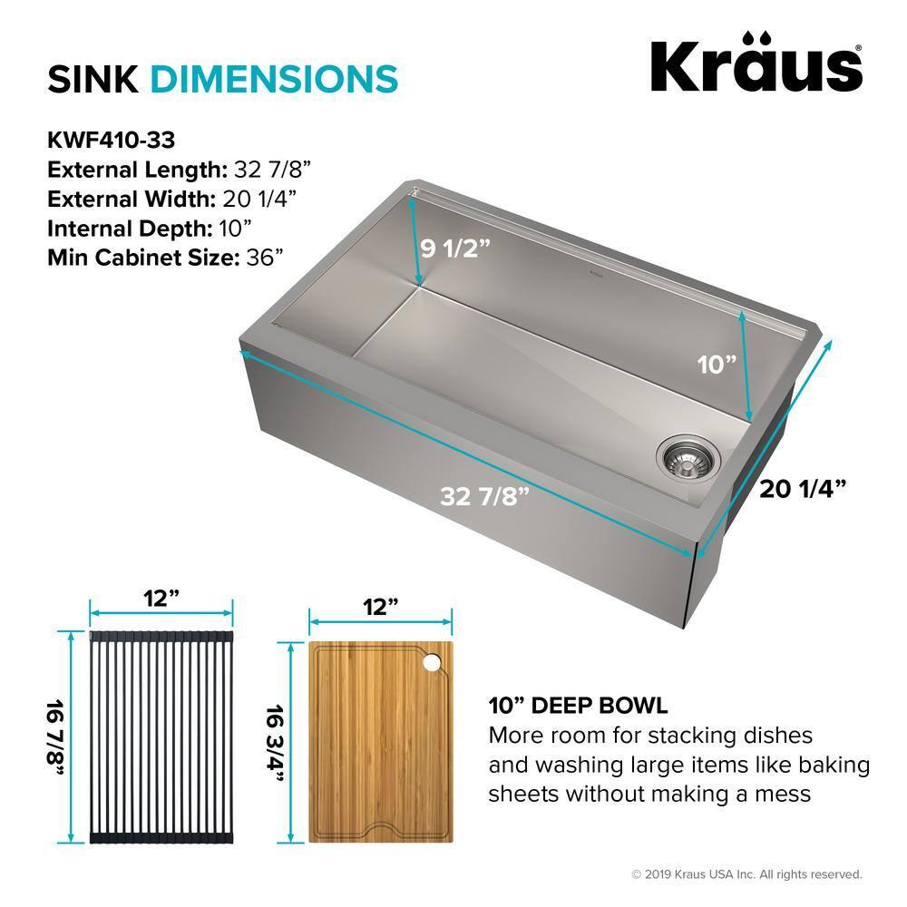 Kraus KWF410-33-100-75MB Kore 33" L x 20" W Drop-in Kitchen Sink with Accessories