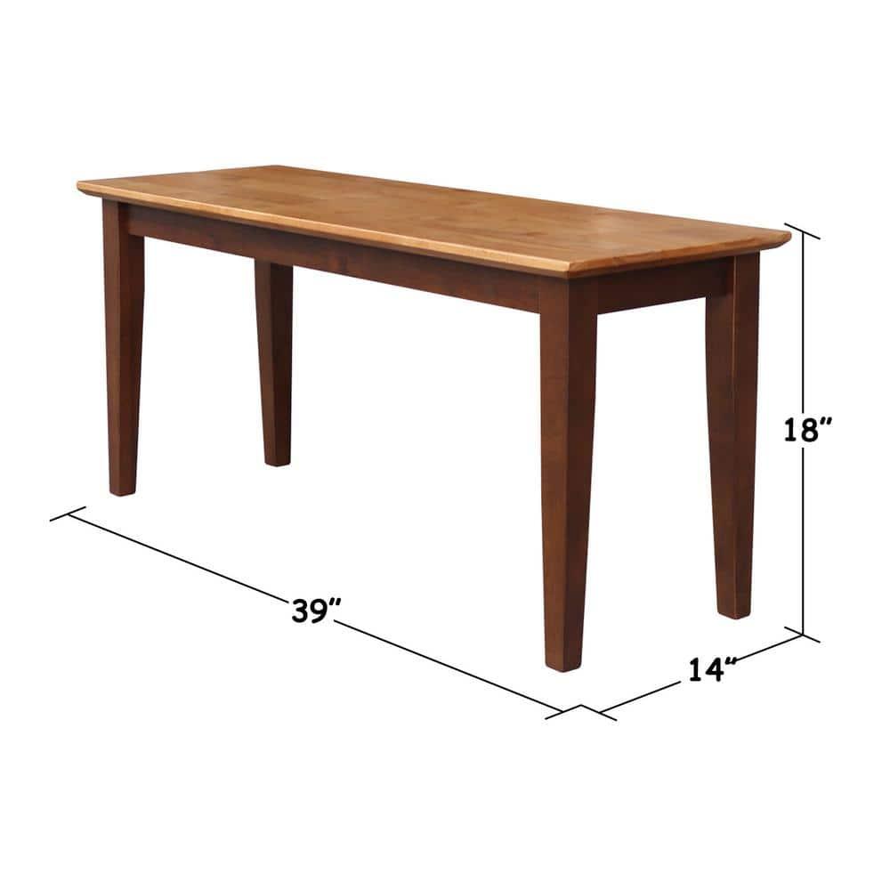 Brookshire Bench - Cinnamon/Espresso - International Concepts: Hardwood Frame, 400lb Capacity, Two-Tone Finish