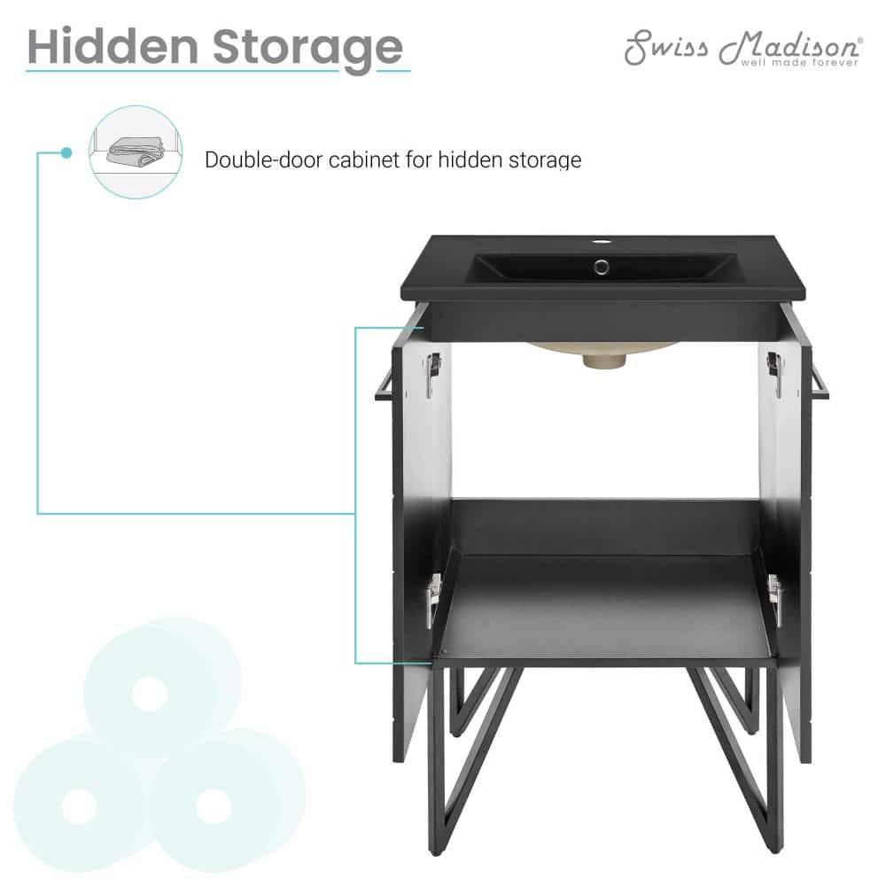 Annecy 24 In. Bathroom Vanity With Ceramic Sink Top