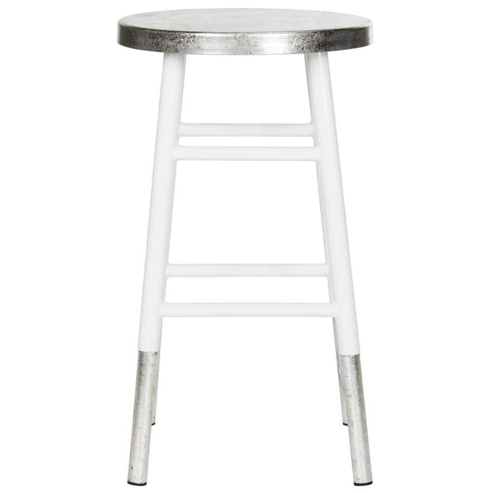 Kenzie Silver Dipped Counter Stool - FOX3211 - White/Silver - Safavieh Couture