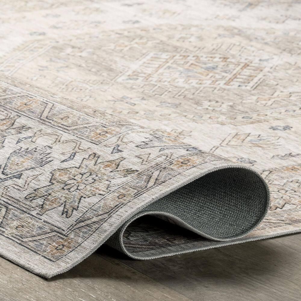 Nuloom Darby Persian Spill Proof Treated Pet Friendly Premium Machine Washable Area Rug, 5' x 8', Beige