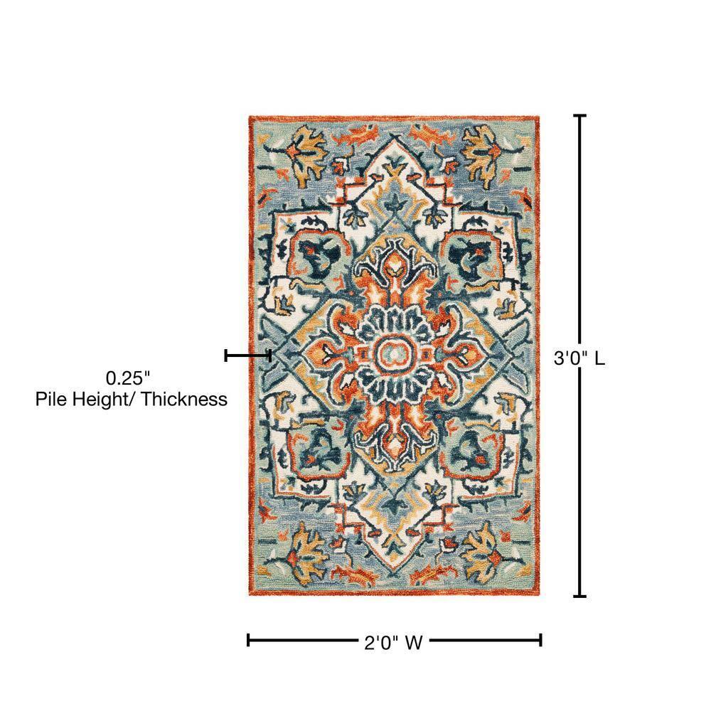 Aspen APN312 Hand Tufted Indoor Accent Rug - Blue/Rust - 2'x3' - Safavieh