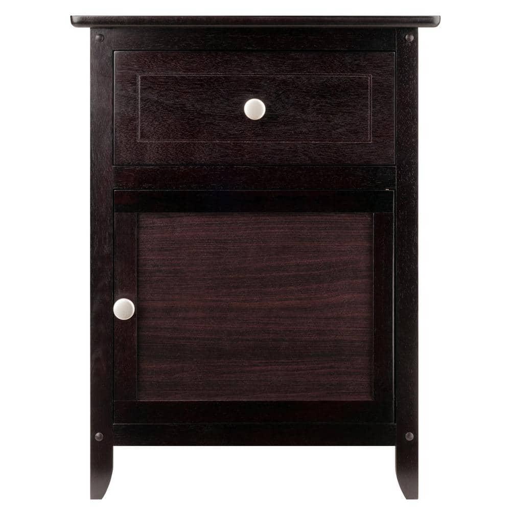 Eugene Nightstand - Espresso - Winsome: Wood Composite Bedside Cabinet with Storage