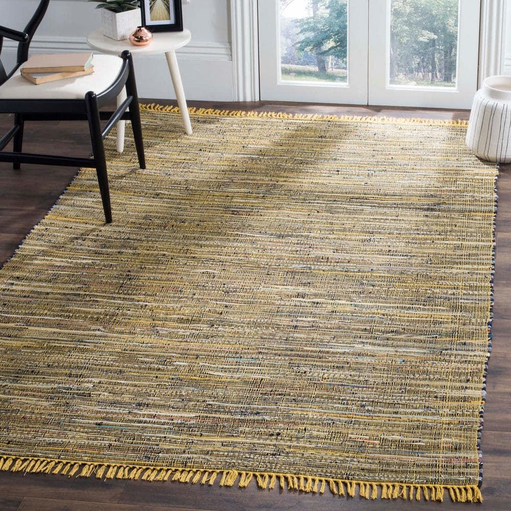 Rag Rug RAR121 Hand Woven Indoor Area Rug - 6'x6' - Yellow/Multi - Safavieh