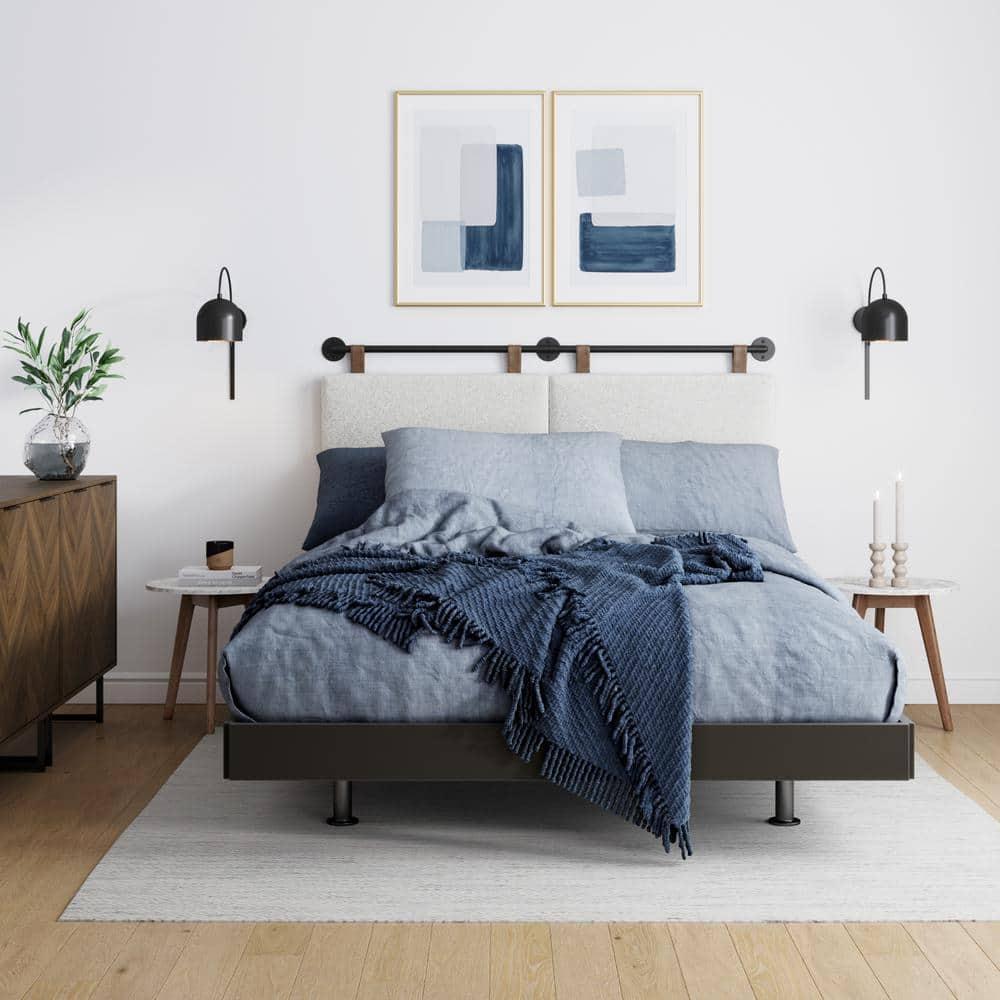 Full/Queen Charlie Boucle Kids' Headboard Cream - Nathan James: Wall Mounted MDF Upholstered Headboard