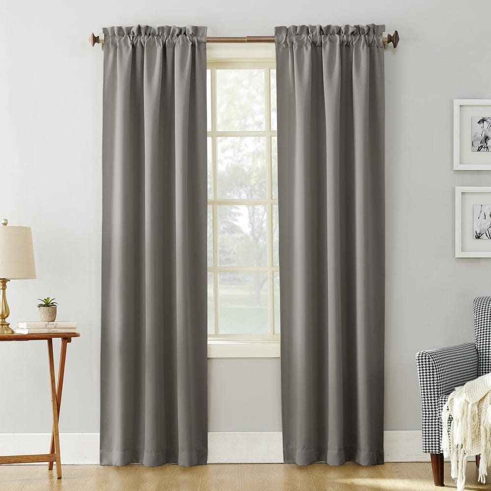 40"x84" Sun Zero Blackout Kenneth Energy Saving Rod Pocket Curtain Panel Gray: Thermal Insulated, Noise Reduction