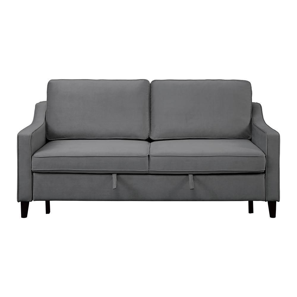 Lexicon Adelia Velvet Convertible Studio Sofa with Pull-Out Bed in Dark Gray