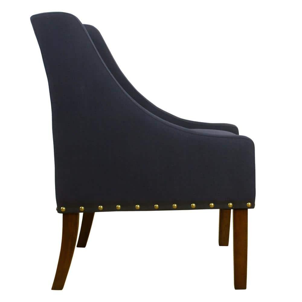 Modern Swoop Accent Chair with Nailhead Trim Navy - HomePop
