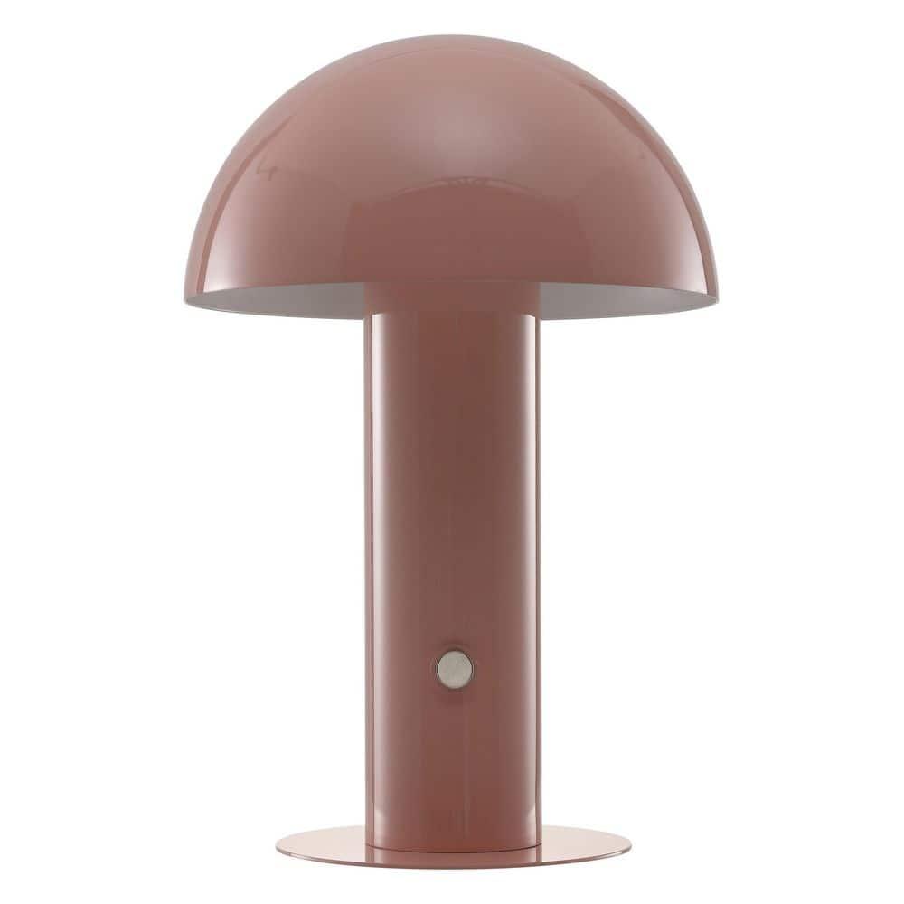 JONATHAN Y JYL7115F Boletus 10.75" Contemporary Bohemian Rechargeable/Cordless Iron Integrated Portable LED Mushroom Table Lamp, Modern, Coastal for living room, dinning room, bedroom, Pink
