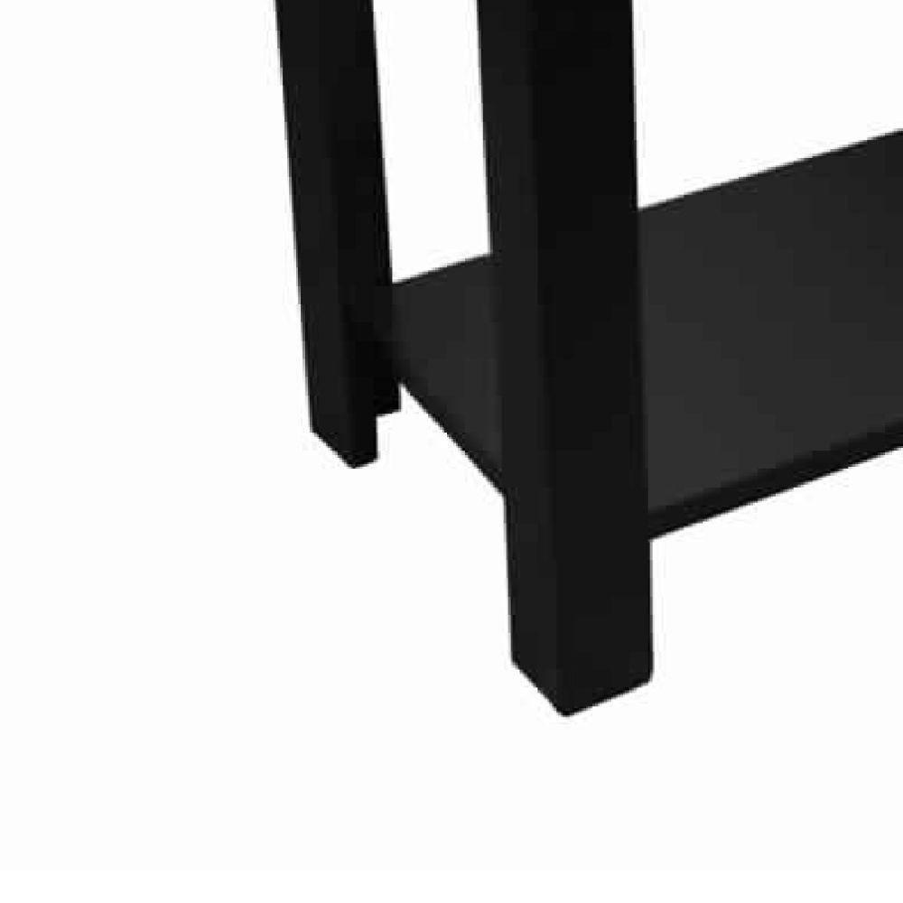 Wooden Chairside Table with Bottom Shelf & Block Legs - Black