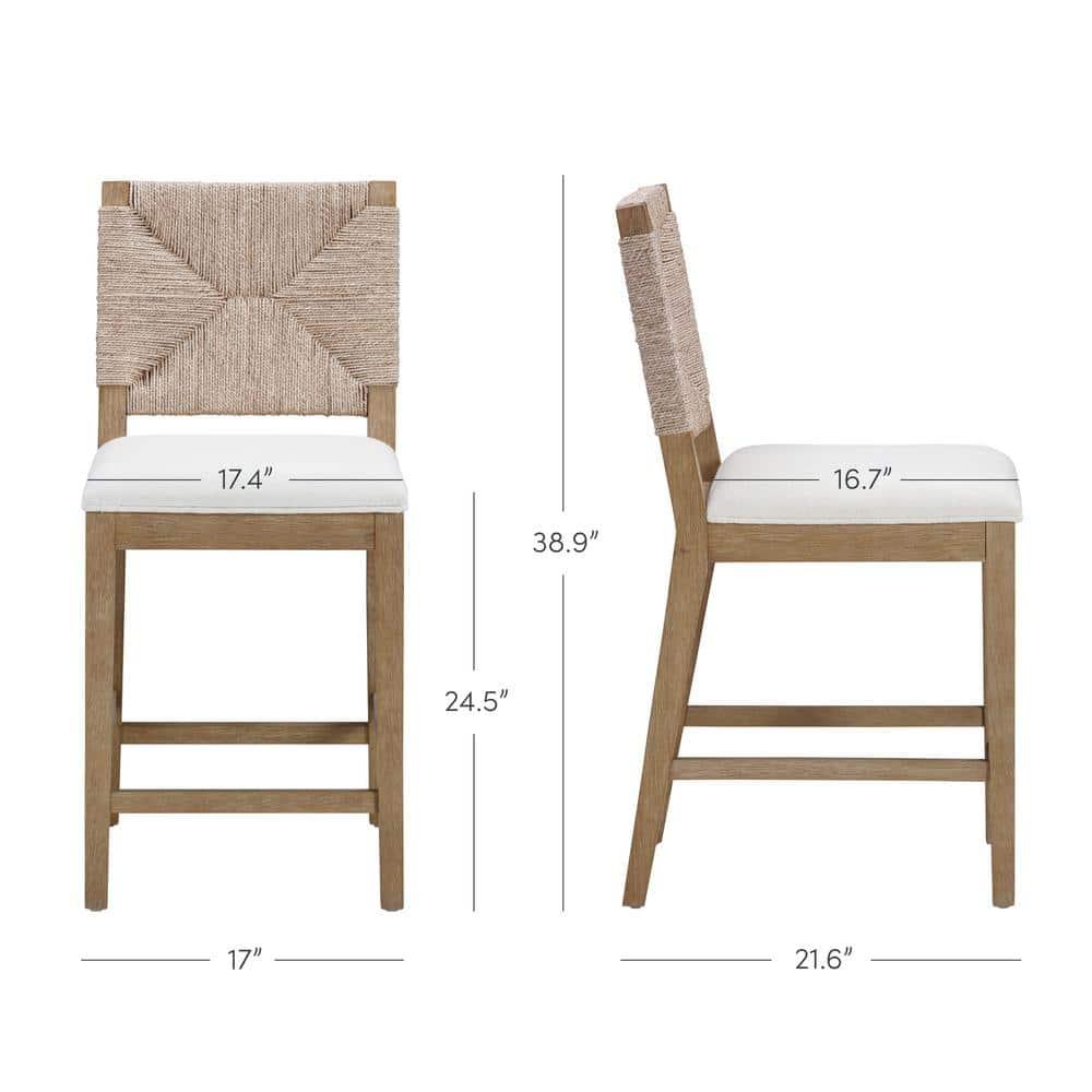 Nathan James Beacon Upholstered Counter Stool with Solid Wood Frame