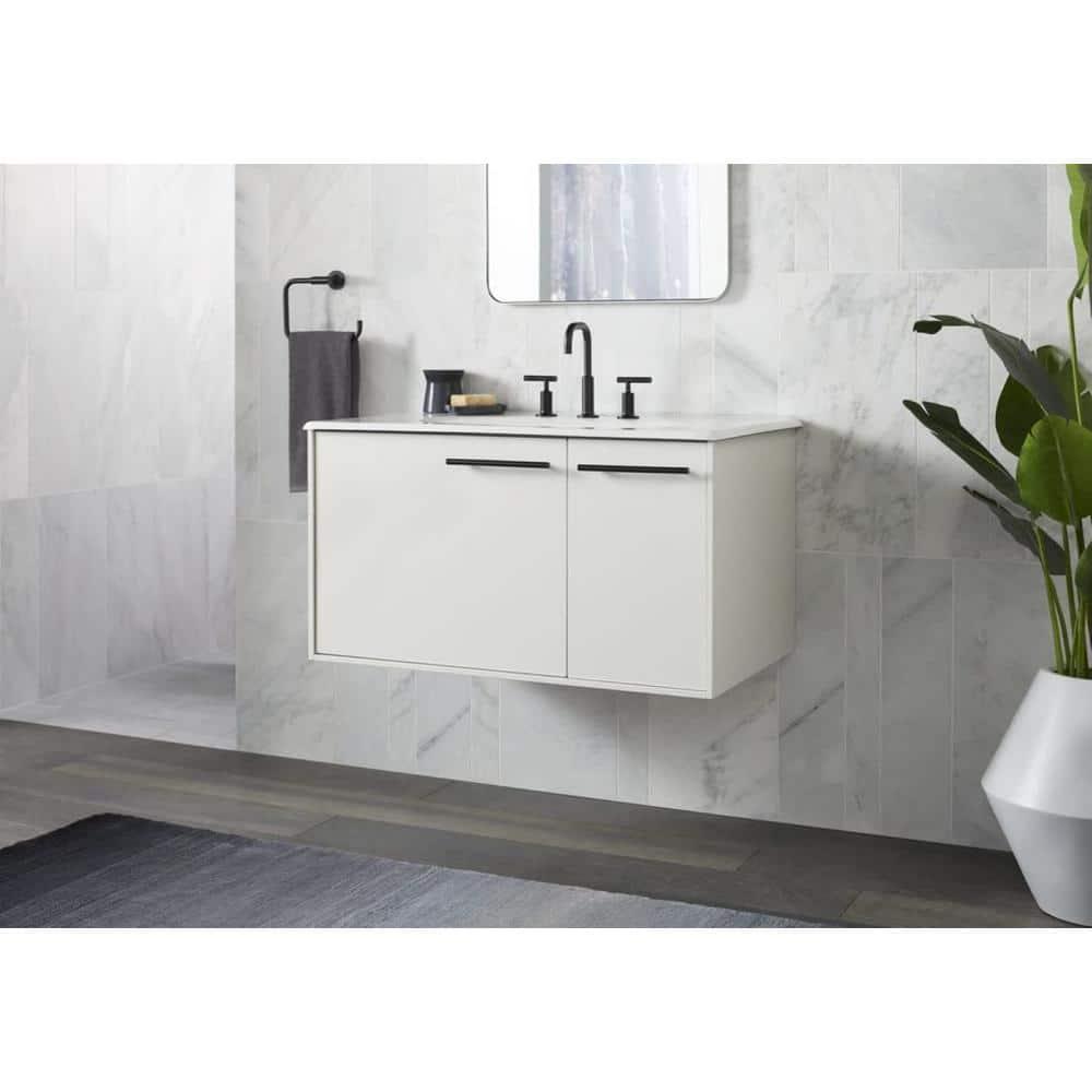 Purist® Widespread Faucet with Drain Assembly Low Lever Handles and Low Gooseneck Spout
