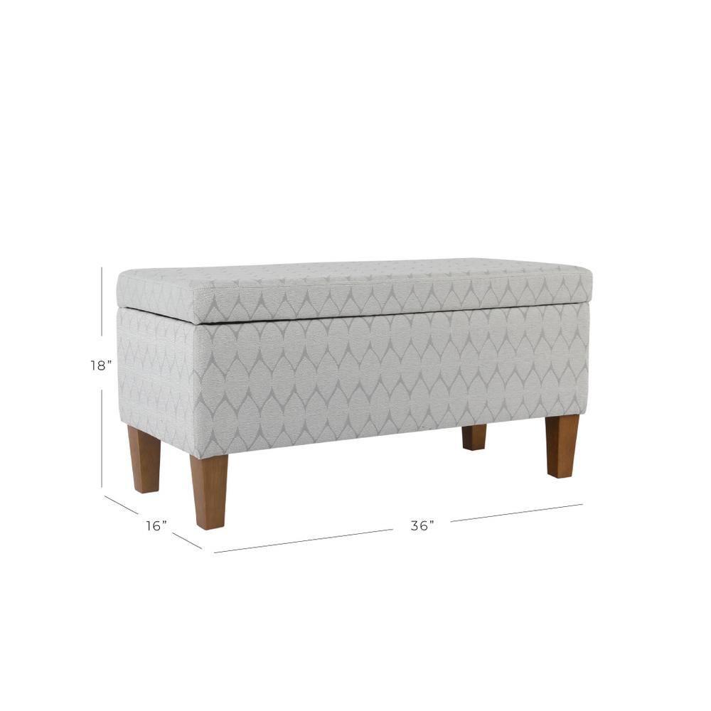 Large Textured Storage Bench Light Gray - HomePop: Upholstered, Bedroom, Rectangular, Wood Legs