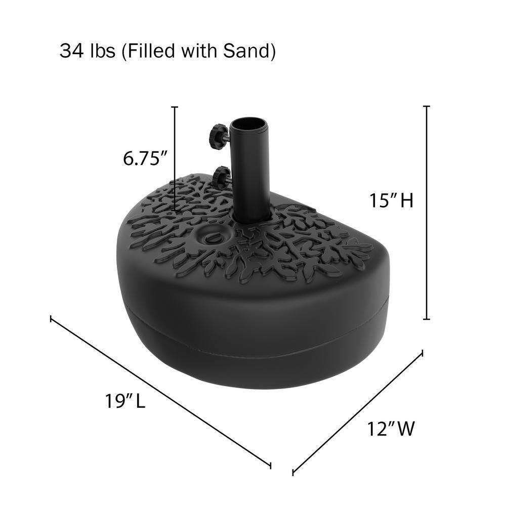 Pure Garden 34lb Fillable Half Round Umbrella Base for Patios and Balconies
