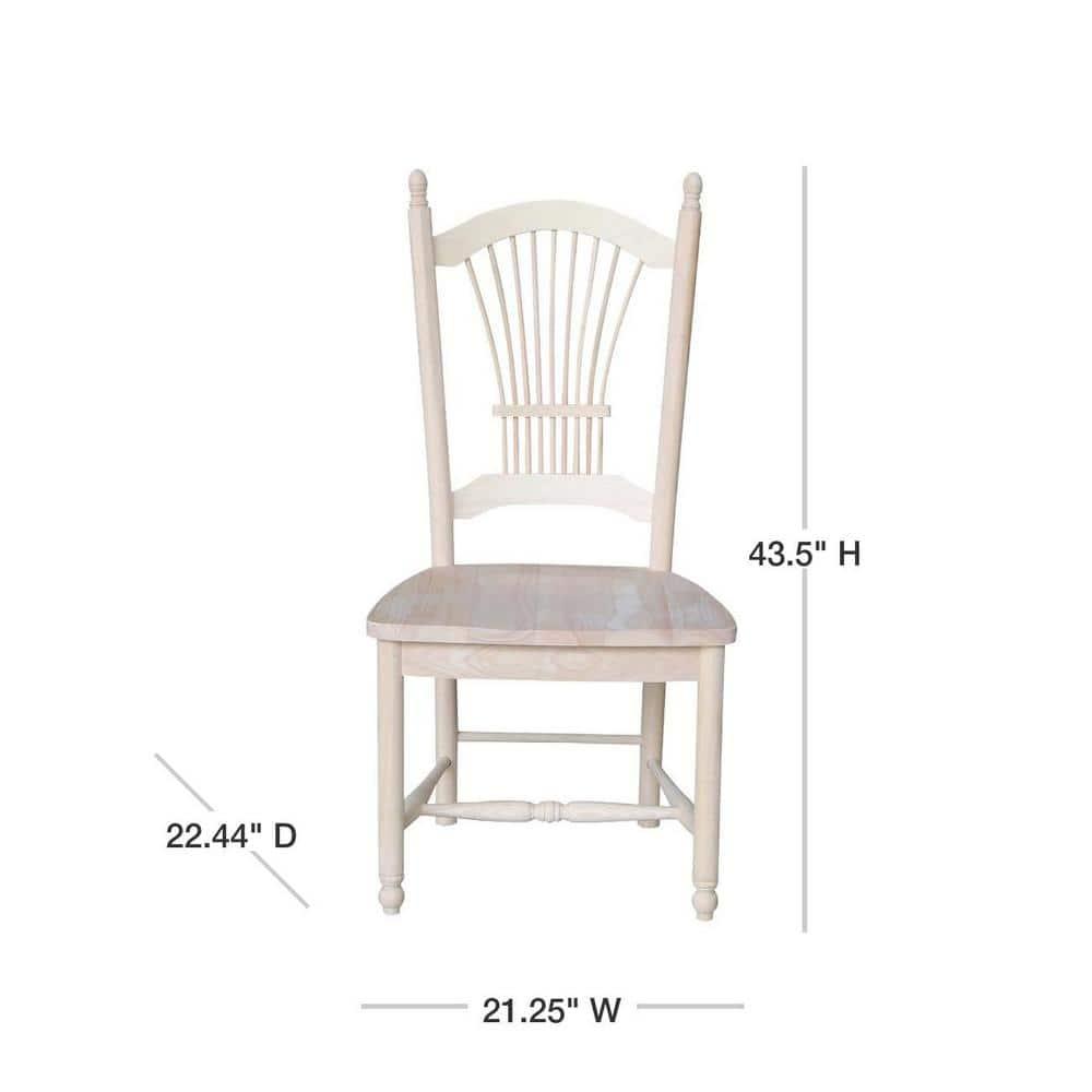 International Concepts Set Of 2 Sheafback Chair Unfinished: Hardwood Frame, Farmhouse Style, 225 lbs Capacity
