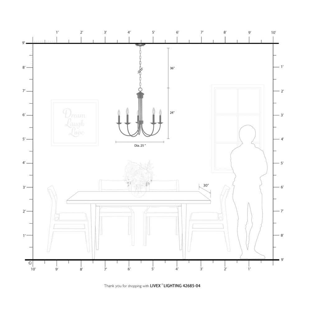 Livex Lighting Estate 5 - Light Chandelier in  Black