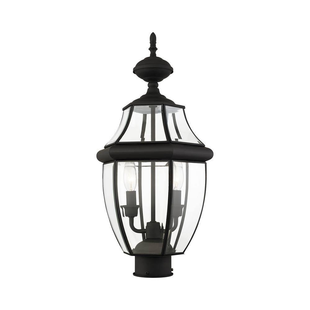 Lighting Lumens 2 Light Verdigris Outdoor Post Lantern Pendant - Clear Beveled Glass Shade