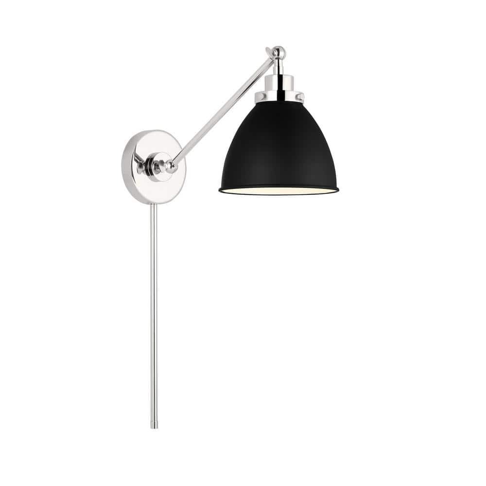 Wellfleet Midnight Black and Polished Nickel Dome Sconce