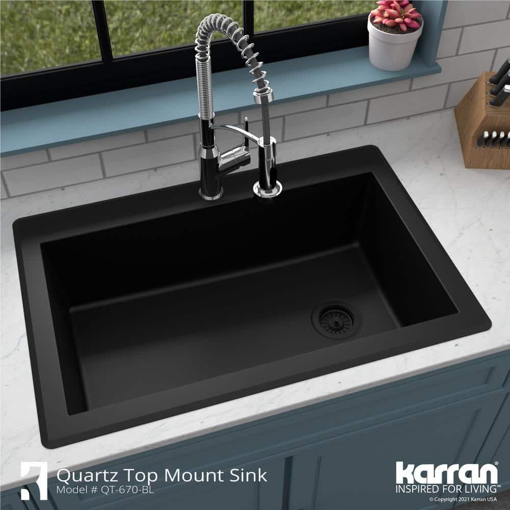 Karran Drop-in Quartz Composite 33'' X 22'' 1-Hole Single Bowl Kitchen Sink