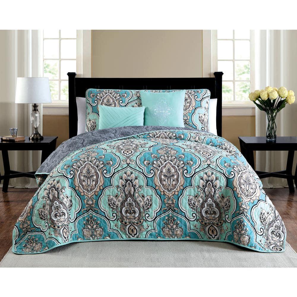 Avondale Manor Odette Traditional Damask Quilt Set
