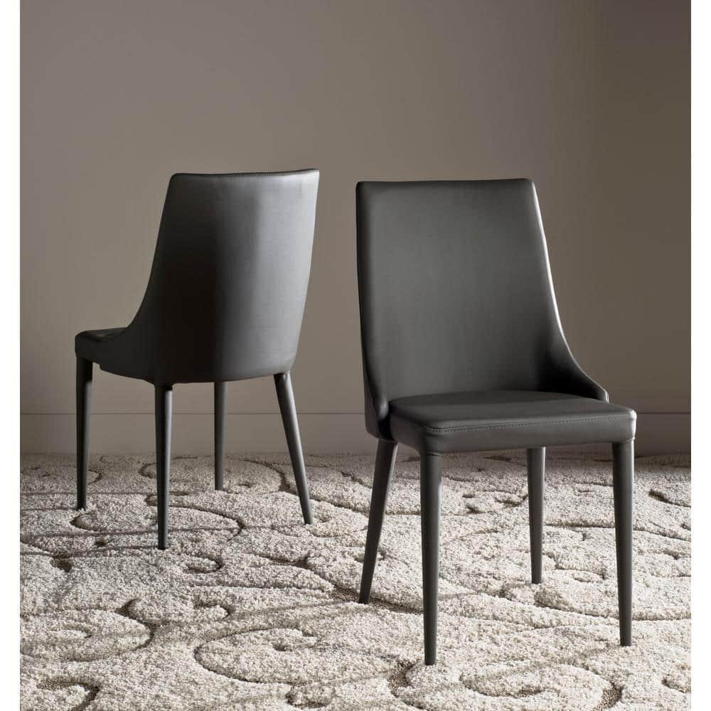 Summerset 19" H Leather Side Chair (Set of 2) - FOX2014 - Grey - Safavieh Couture