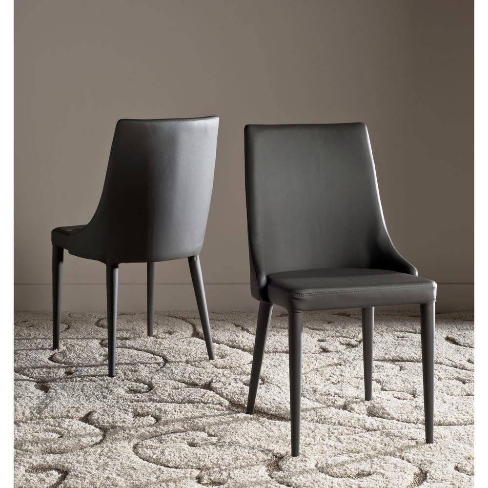 Summerset 19" H Leather Side Chair (Set of 2) - FOX2014 - Grey - Safavieh Couture