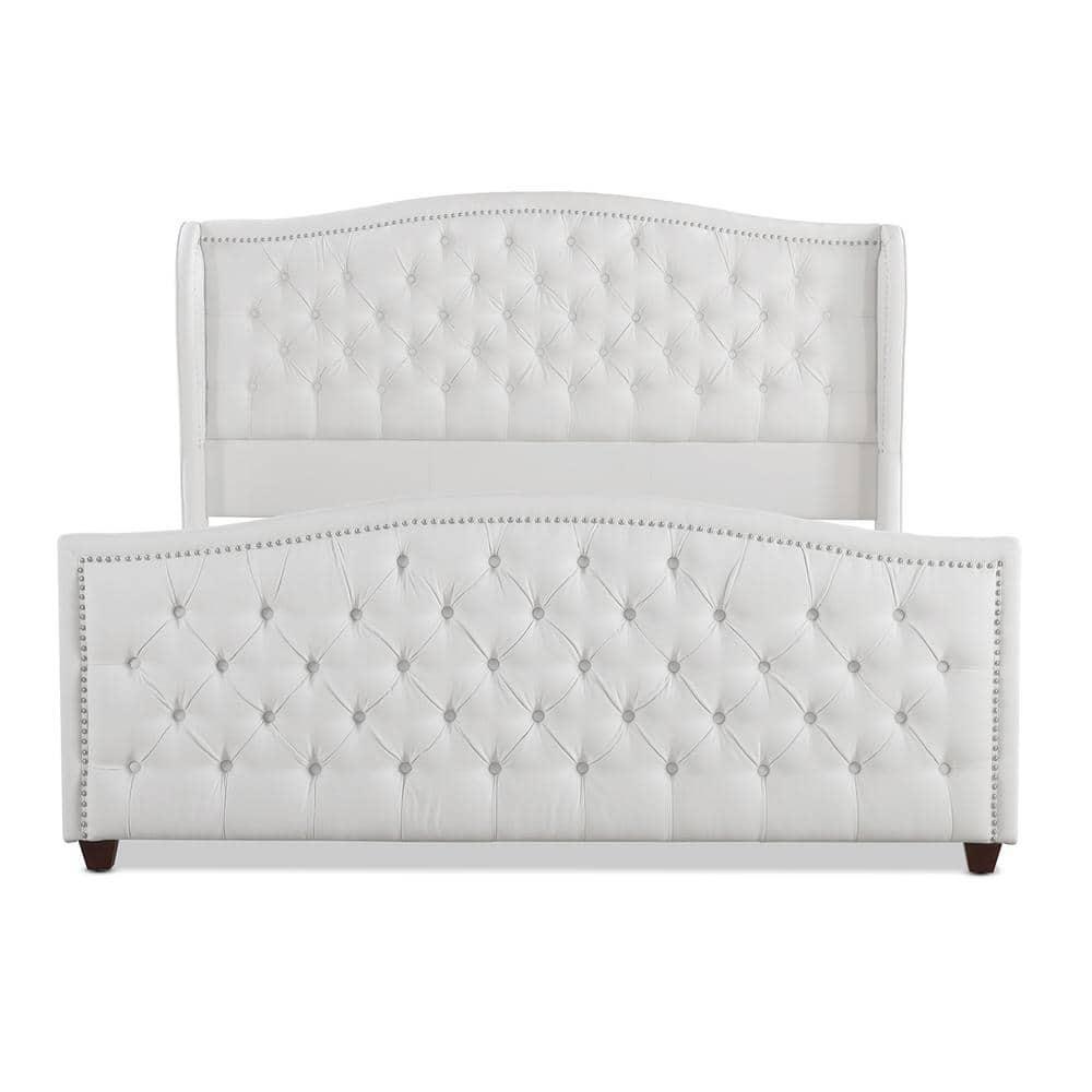 Marcella Tufted Wingback King Bed Bright White