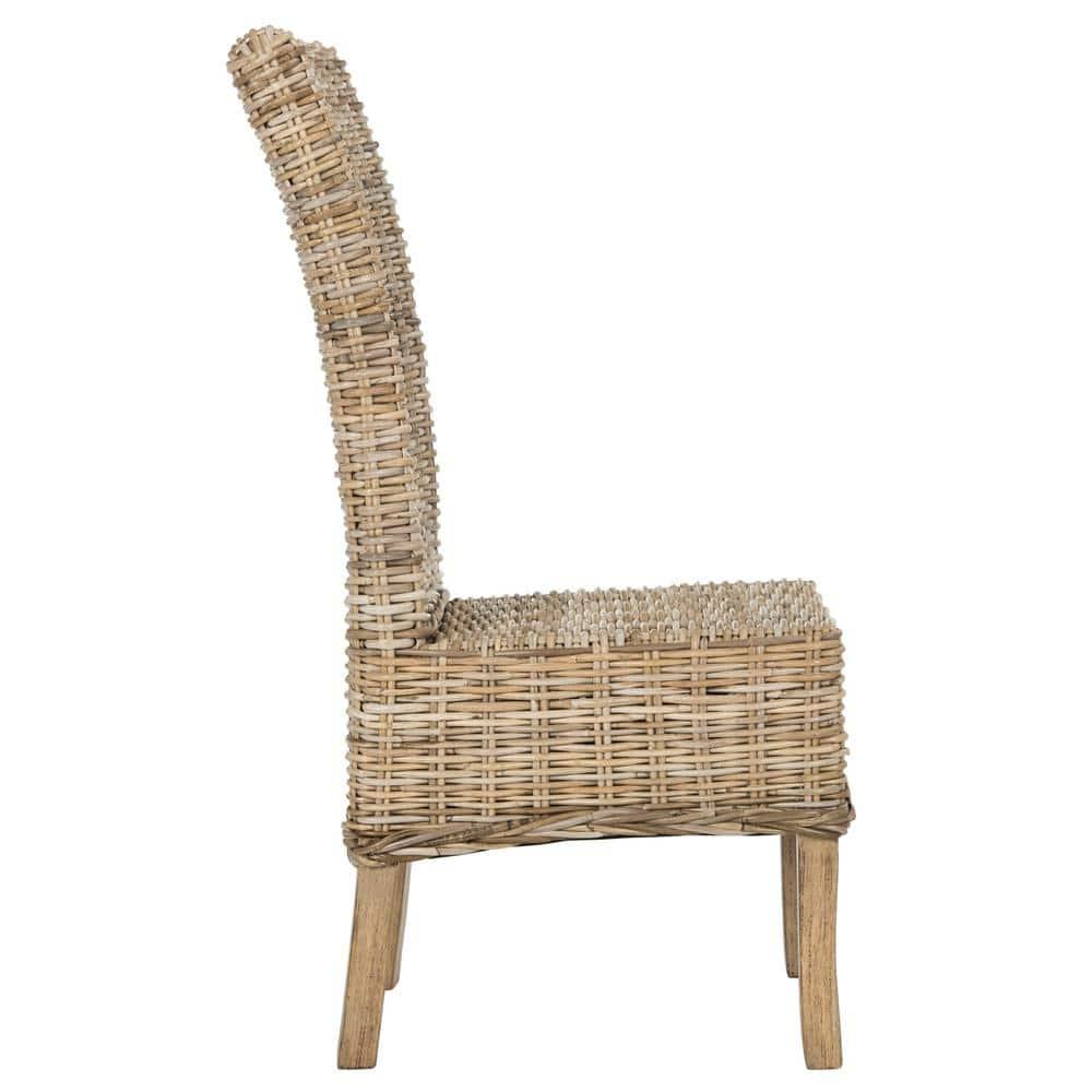 Quaker 19" H Rattan Side Chair (Set of 2) - FOX6521 - Natural Unfinished/Rustic Grey - Safavieh Couture