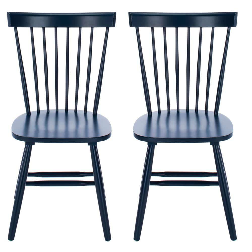 SAFAVIEH Parker Solid 17 in. H Spindle Dining Chair, Navy, Set of 2