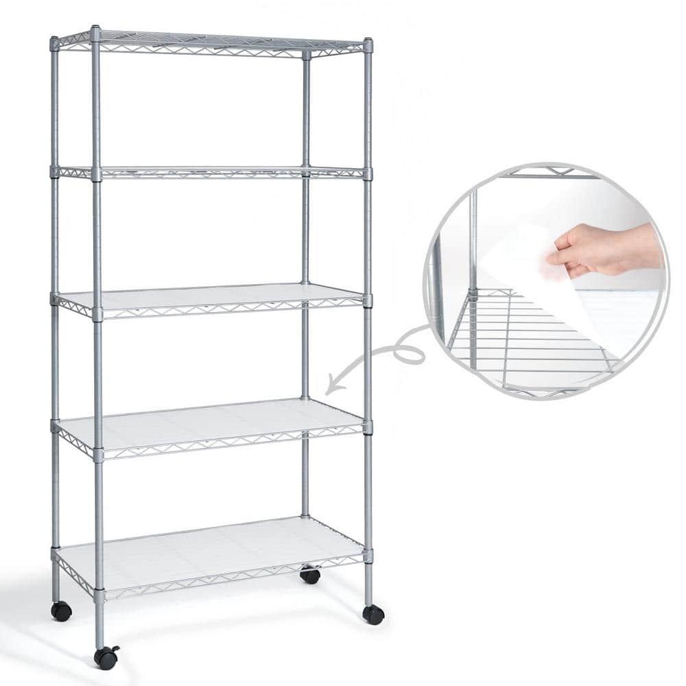 CAPHAUS NSF Commercial Grade Heavy Duty Wire Shelving w/ Wheels, w/ Liner, 36 x 18 x 76 5-Tier