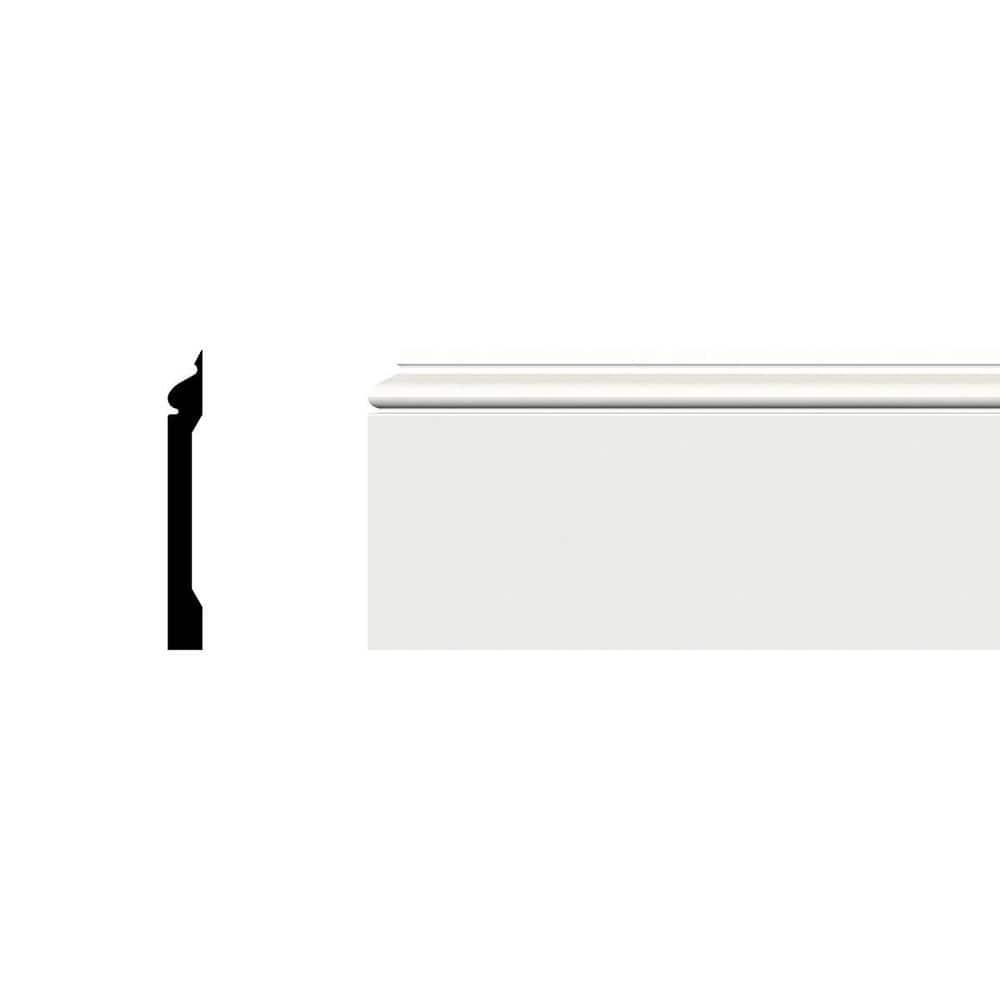 Ekena Millwork WM163E - 5"H x 1/2"P x 96"L Speed Base Moulding, PVC