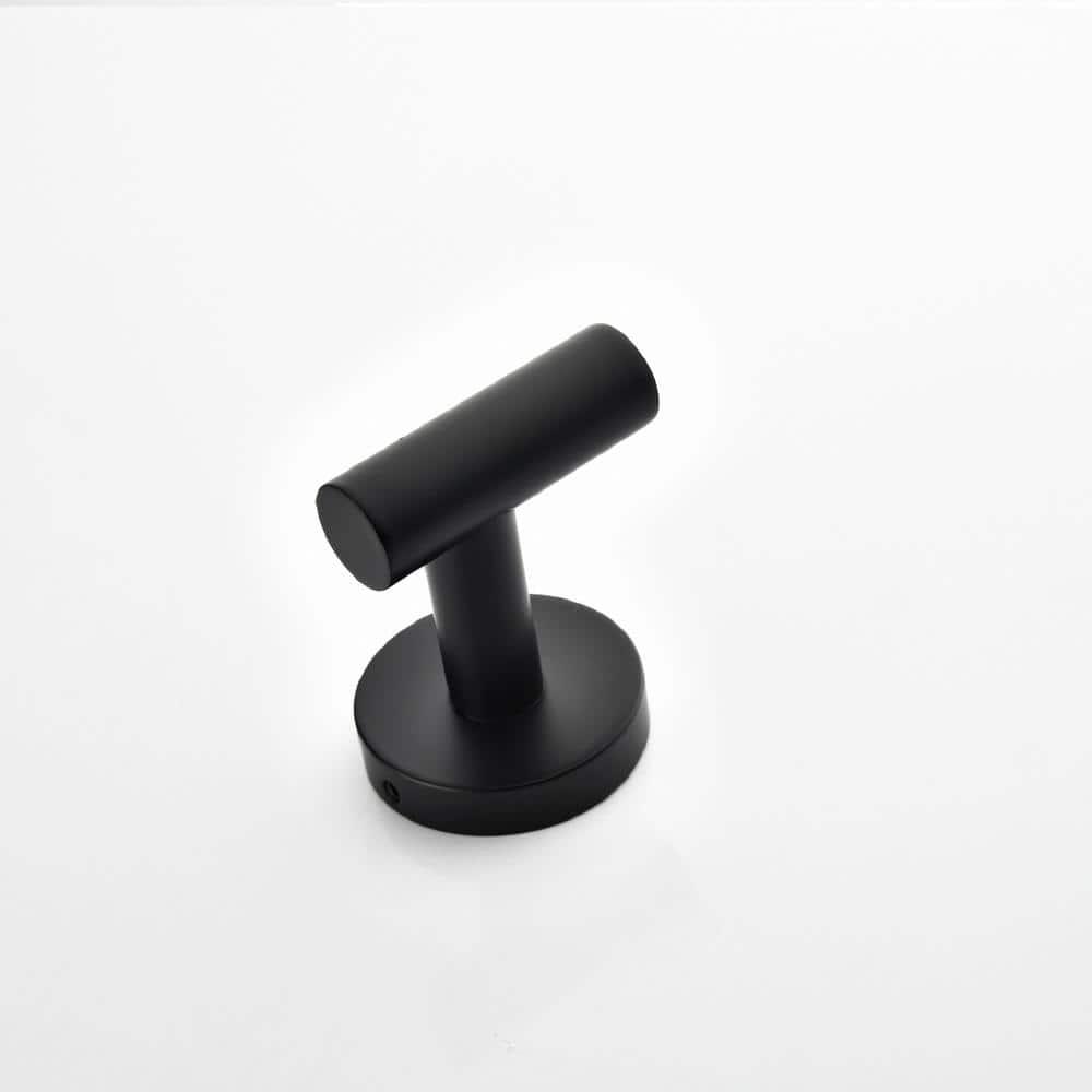 Angle Simple Matte Black Towel Hook 2 PCS, Stainless Steel Kitchen Bathroom Towel Holder, Round Coat Robe Hanger for Wall