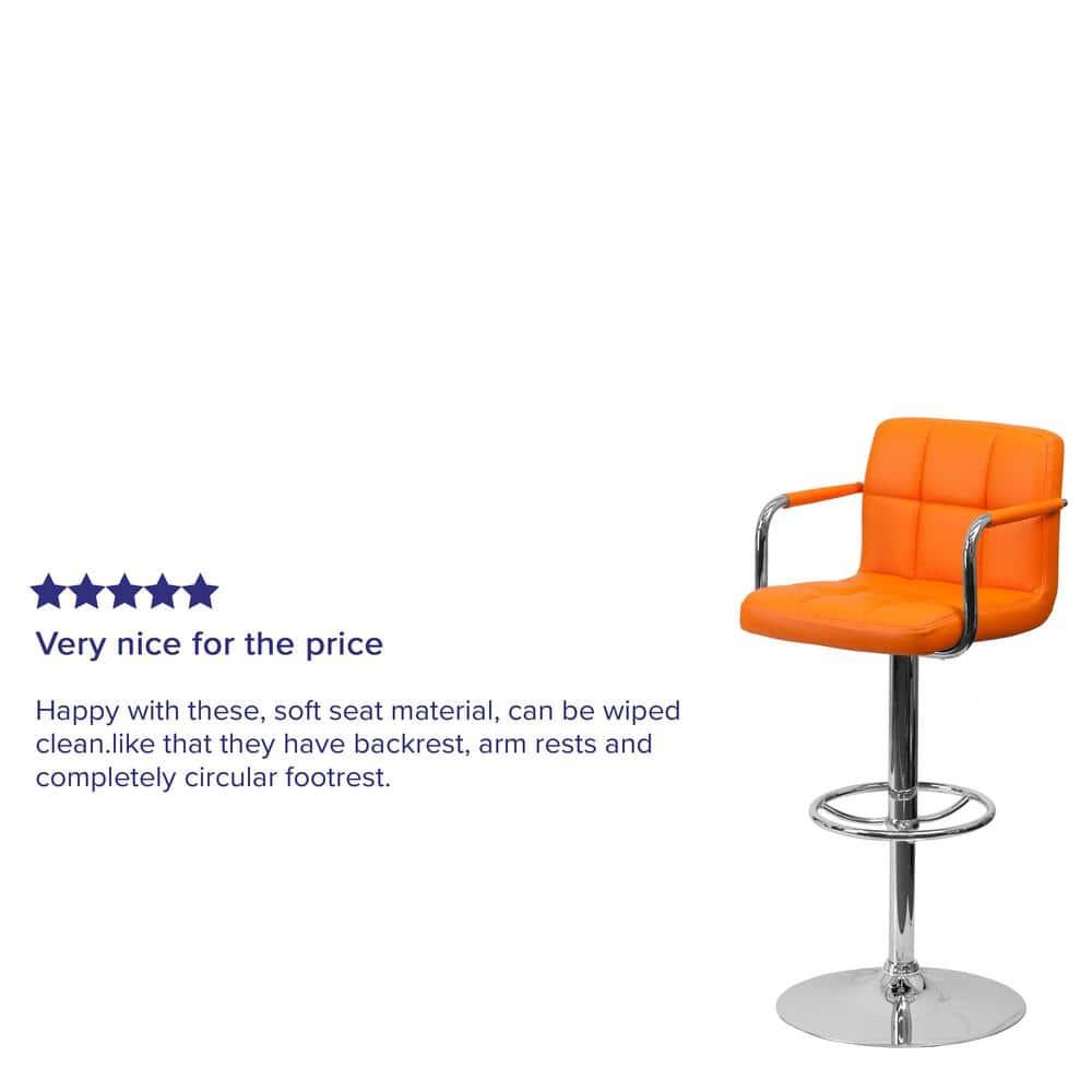 Flash Furniture Contemporary Quilted Vinyl Adjustable Height Barstool with Arms and Chrome Base