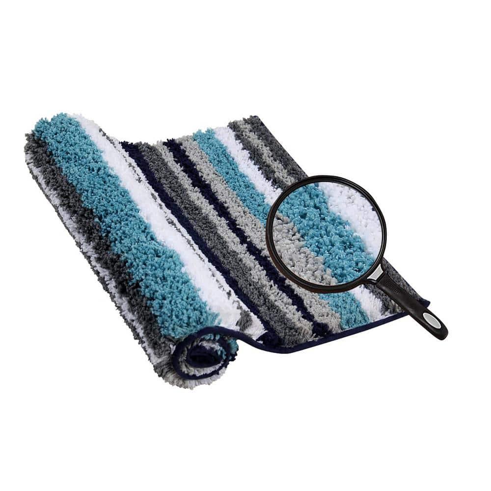 Better Trends Griffie 100% Polyester 4 Piece Set Bath Mat Rug Set - Blue & Gray