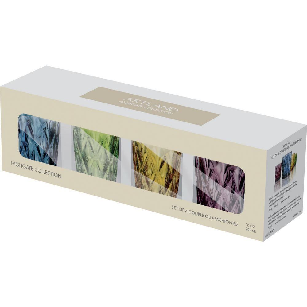 Artland Highgate Dof 10Oz, S/4 Assorted Color (Blue, Green, Purple, Amber), Gb