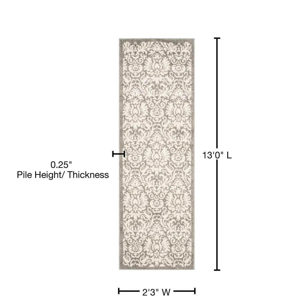Amherst AMT427 Power Loomed Indoor Runner Rug - Dark Grey/Beige - 2'3"x13' - Safavieh