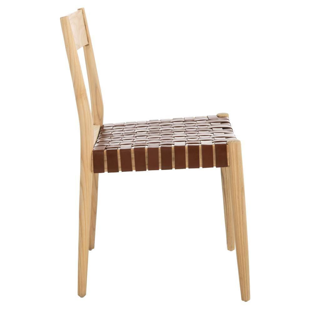 Eluned Leather Dining Chair (Set Of 2) - Cognac/Natural - Safavieh